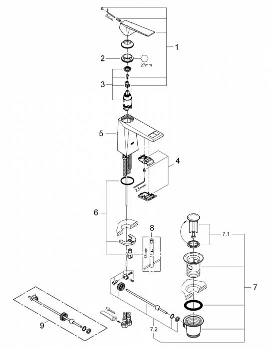 Смеситель для раковины GROHE Allure Brilliant 23029000. Фото