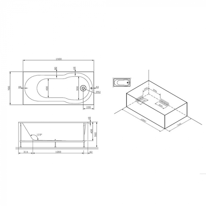 Ванна акриловая 150х70 см AM.PM X-Joy W88A-150-070W-A. Фото