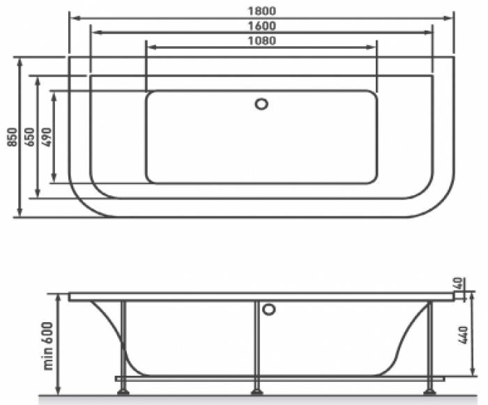 Ванна VAYER Options BTW 180х85. Фото