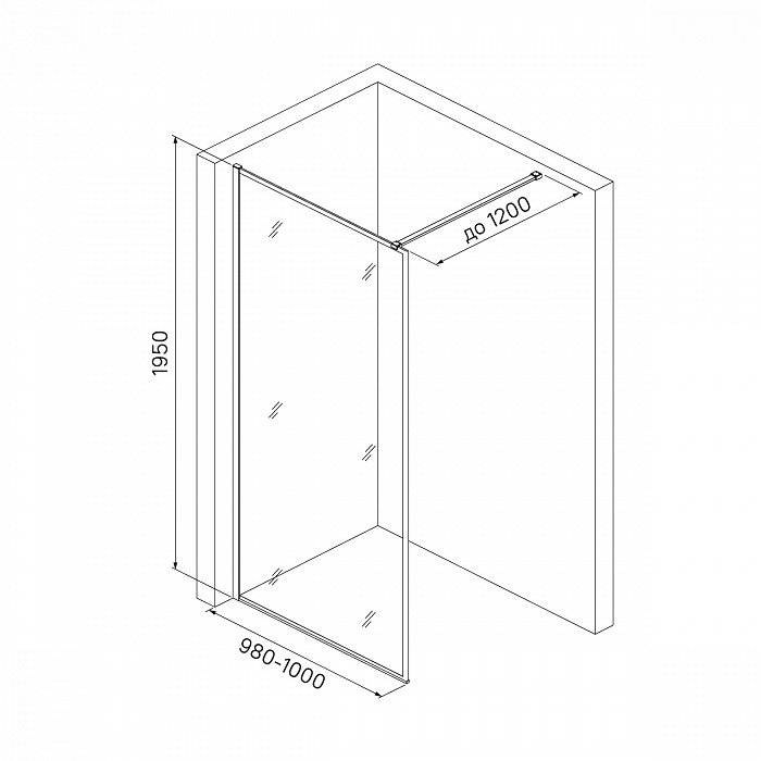 Душевая перегородка Walk In черный 100x195 Slide IDDIS SLI8BS1i23