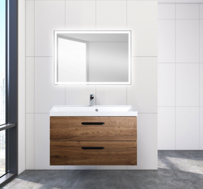 Тумба под раковину подвесная BELBAGNO AURORA-900-2C-SO-RT Rovere Tabacco. Фото