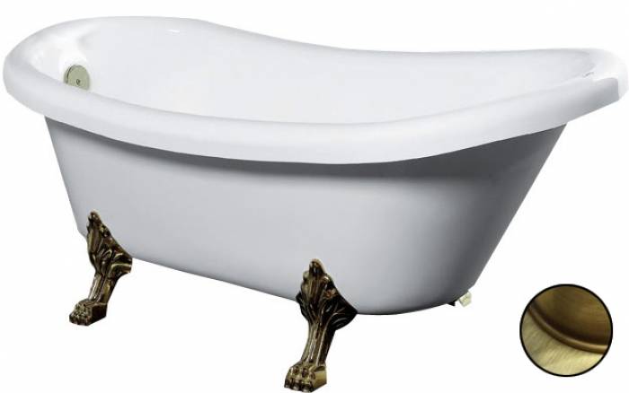 Акриловая ванна GEMY G9030-D фурнитура бронза. Фото