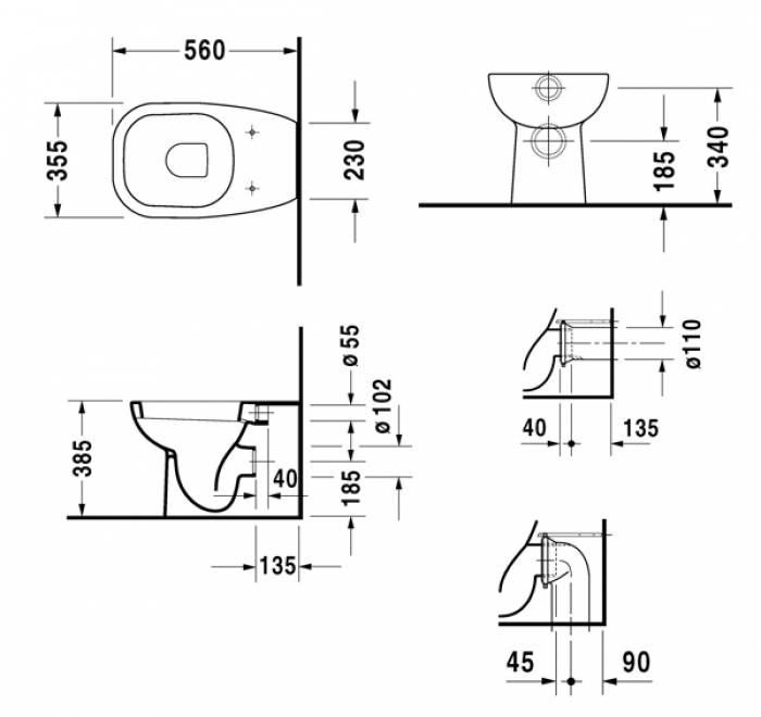 Унитаз напольный пристенный DURAVIT D-CODE 21150900002. Фото