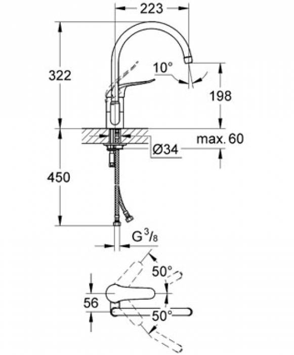 Смеситель для мойки GROHE Euroeco Special 32786000. Фото