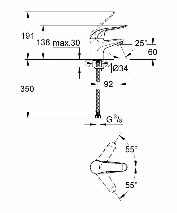 Смеситель для раковины GROHE Euroeco Special 32762000. Фото