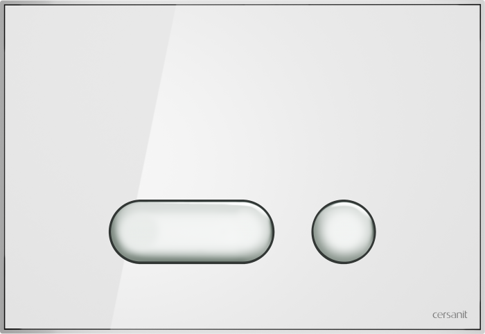 CERSANIT Кнопка INTERA стекло белый глянцевый универсальная с монтажной рамкой BU-INT/Whg/Gl. Фото