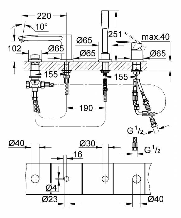 Смеситель для ванны GROHE Eurostyle Cosmopolitan 23048002. Фото