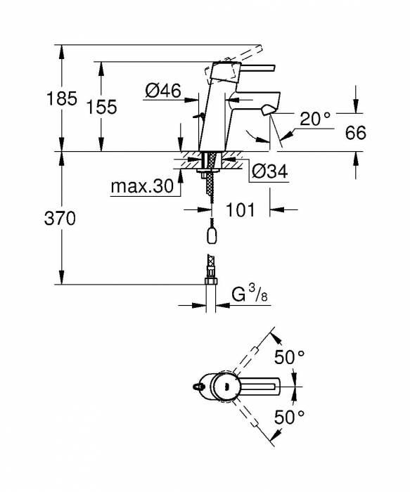 Смеситель для раковины Grohe Concetto New 3220610E. Фото