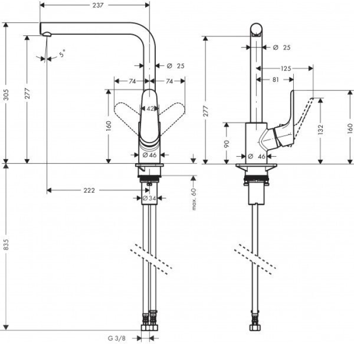 Смеситель для кухни Hansgrohe Focus 31817670. Фото