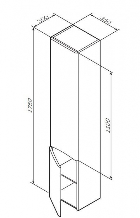 Шкаф-пенал подвесной 35 см, левый, белый глянец AM.PM Like M80CHL0356WG. Фото