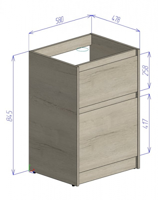 Тумба под раковину для стиральной машины BELBAGNO KRAFT-LVD-580/1200-2C-PIA-RNN Rovere Nebrasca Nature. Фото