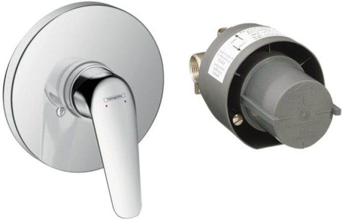 Смеситель для душа Hansgrohe Novus 71068000 (внешняя и скрытая часть). Фото