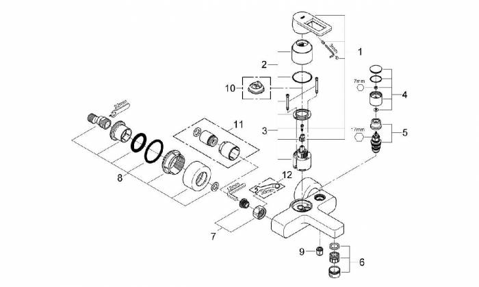 Смеситель для ванны GROHE Quadra 32638000. Фото