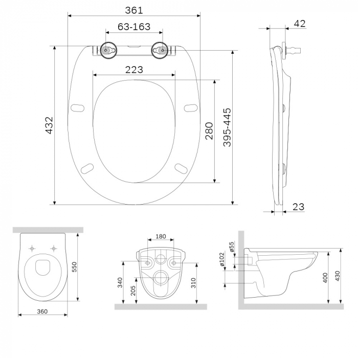 Унитаз подвесной безободковый с сиденьем микролифт AM.PM Sense C741700SC. Фото