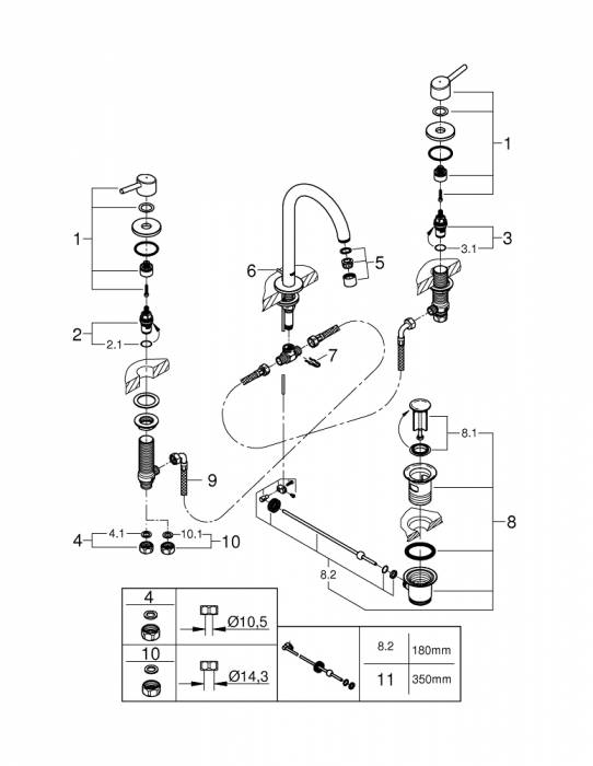 Смеситель для раковины GROHE Concetto 20216001. Фото