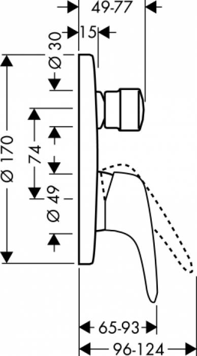 Смеситель для ванны HANSGROHE Metris E 31475000. Фото