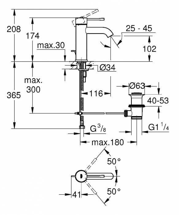 GROHE 23589GN1 Essence New Смеситель для раковины S-Size II, сливной гарнитур. Фото