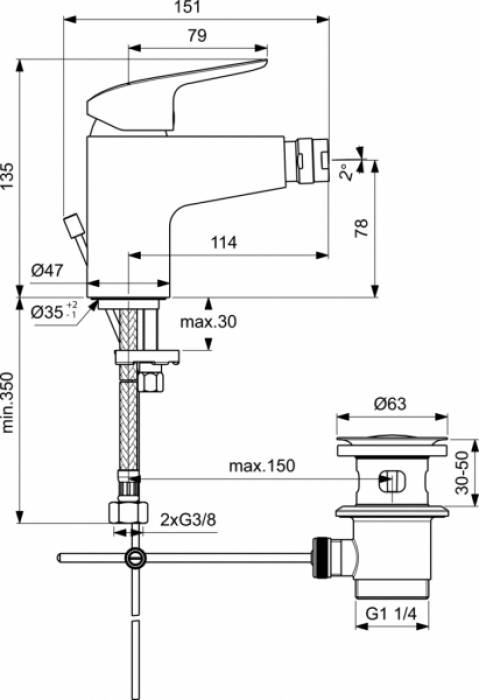 Смеситель для биде IDEAL STANDARD Ceraflex B1718AA. Фото