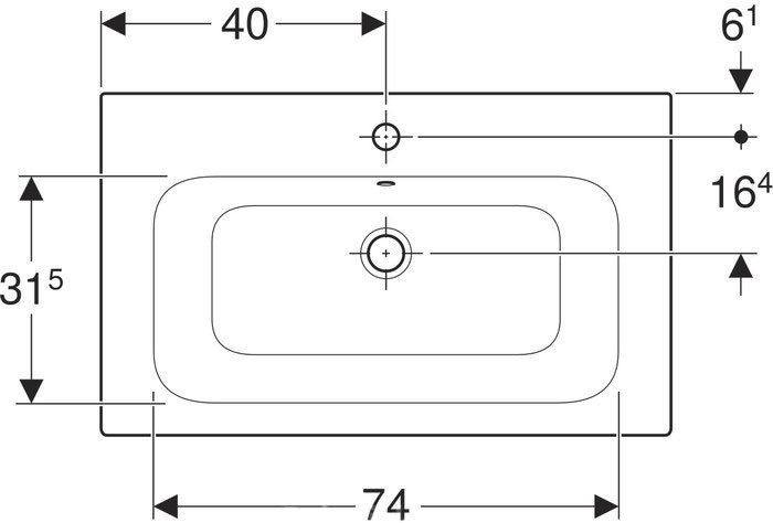 Раковина GEBERIT Renova NR.1 Plan мебельная 80x48 122800000. Фото