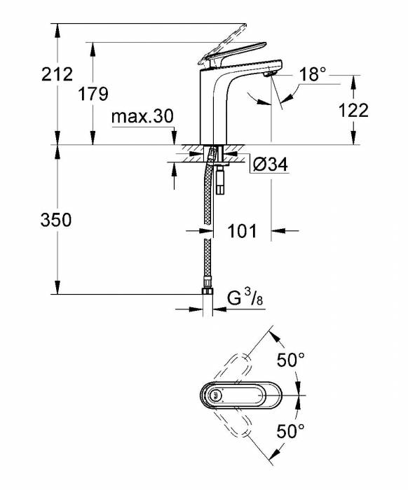 Смеситель для раковины GROHE Veris 23065000. Фото