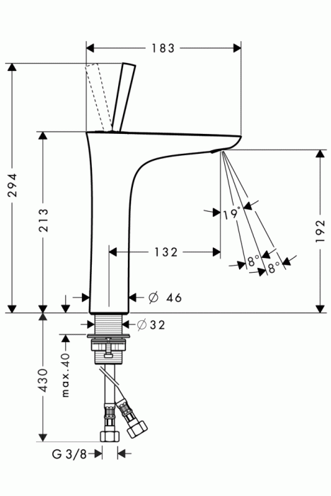 Смеситель для раковины HANSGROHE PuraVida 15081000. Фото