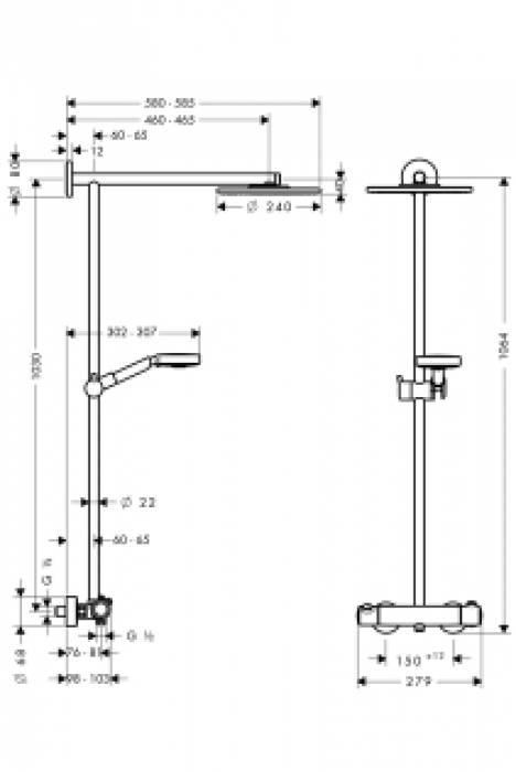 Душевая система HANSGROHE Raindance Showerpipe 240 27160000. Фото