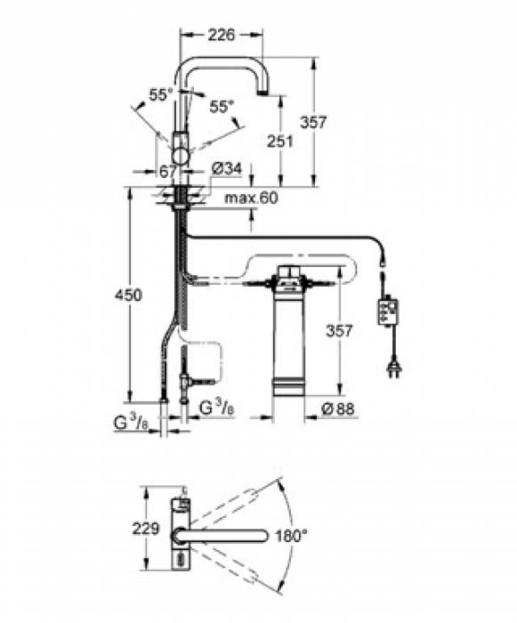 Смеситель для мойки GROHE Blue Pure 31299DC1. Фото