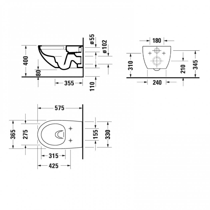 Унитаз подвесной с сиденьем DURAVIT Architec Rimless SET 45720900A1. Фото