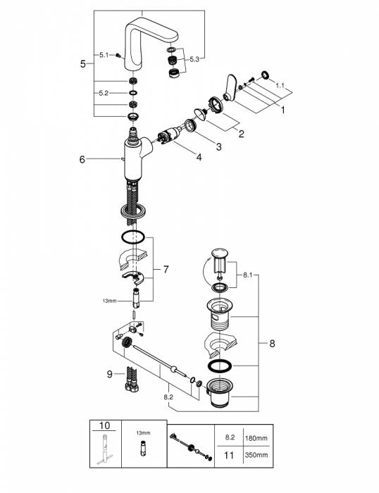 Смеситель для раковины GROHE Veris 32184000. Фото