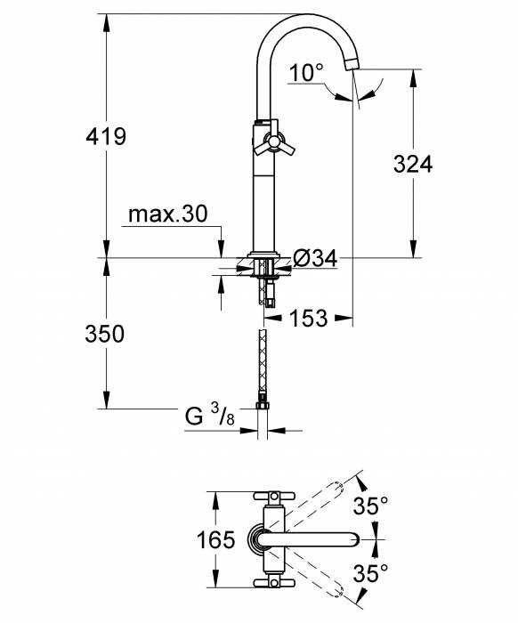 Смеситель для мойки GROHE Atrio Ypsilon 21044000. Фото