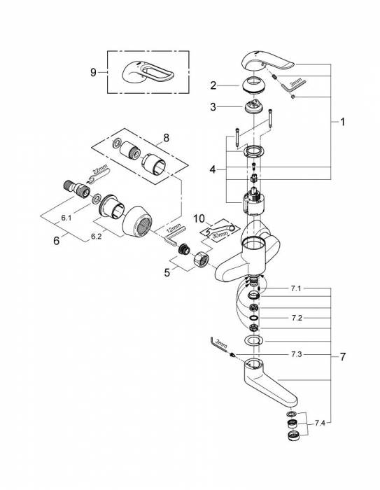 Смеситель для раковины GROHE Euroeco Special 32767000. Фото